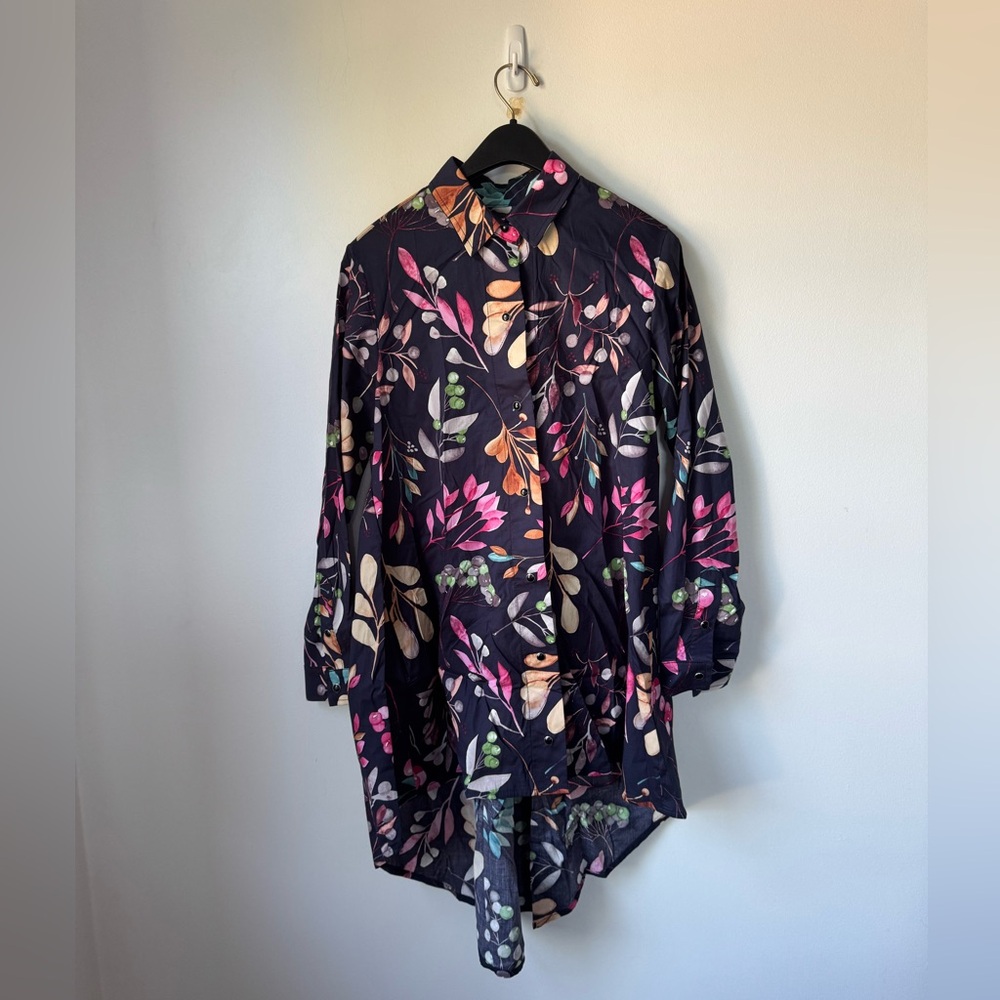 Lennard Taylor Floral Button Down High Low Shirt